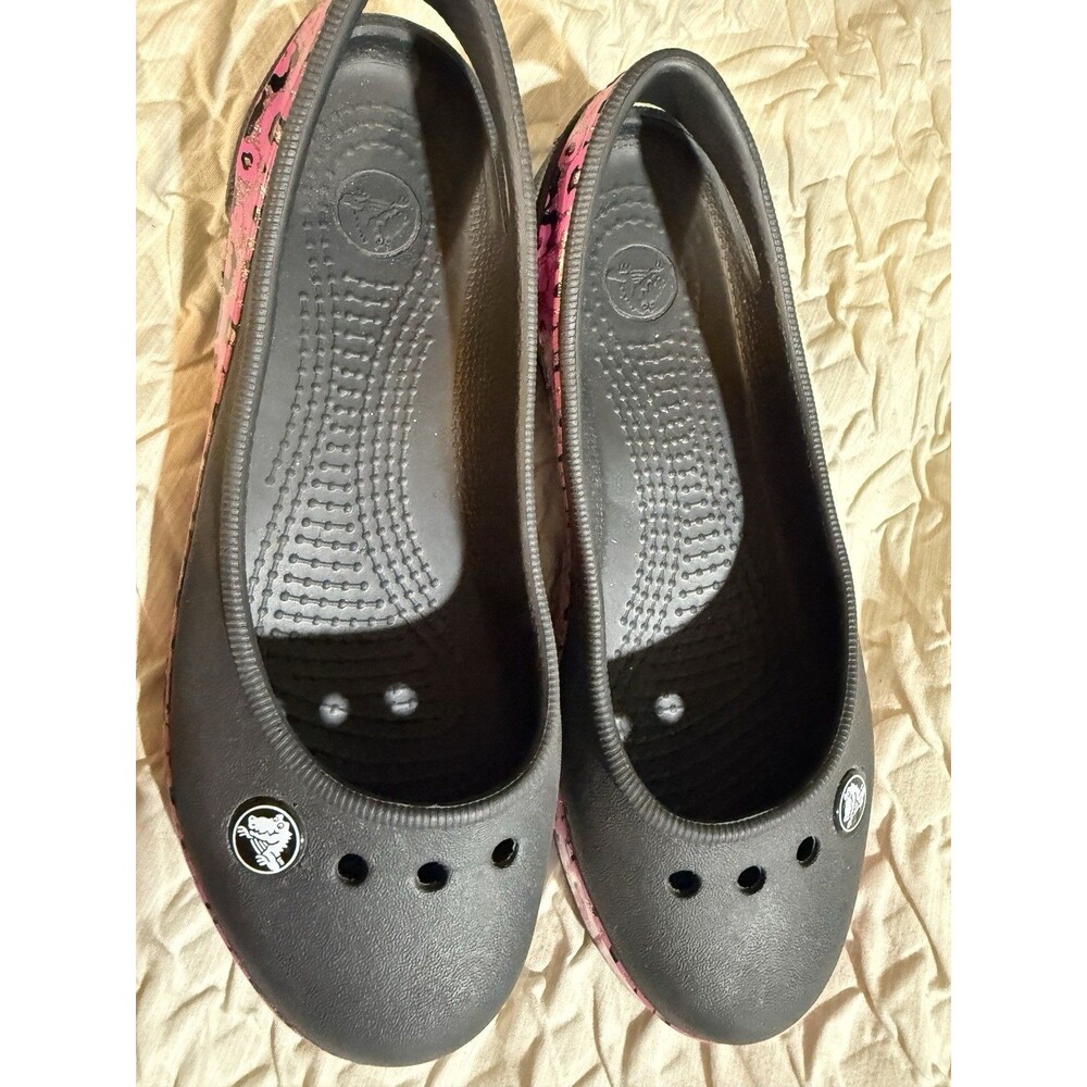 Crocs Kadee Black Flats Girls Size 2 Ballerina Flats Shoes